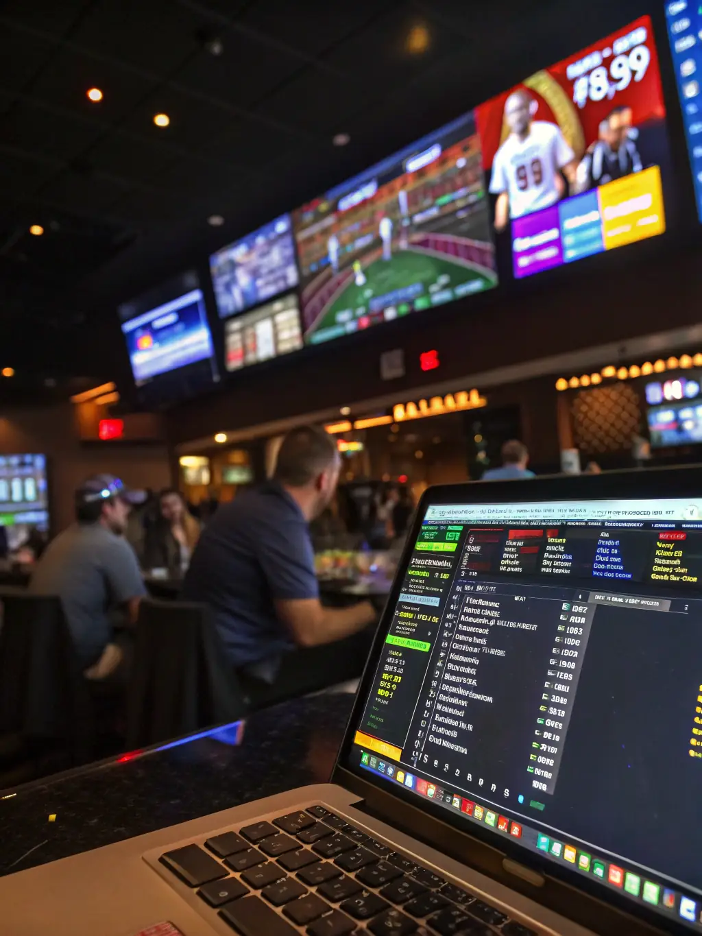A vibrant image showcasing a virtual sports betting interface with various sports events and betting options, highlighting the excitement of online sports gaming on WK777.