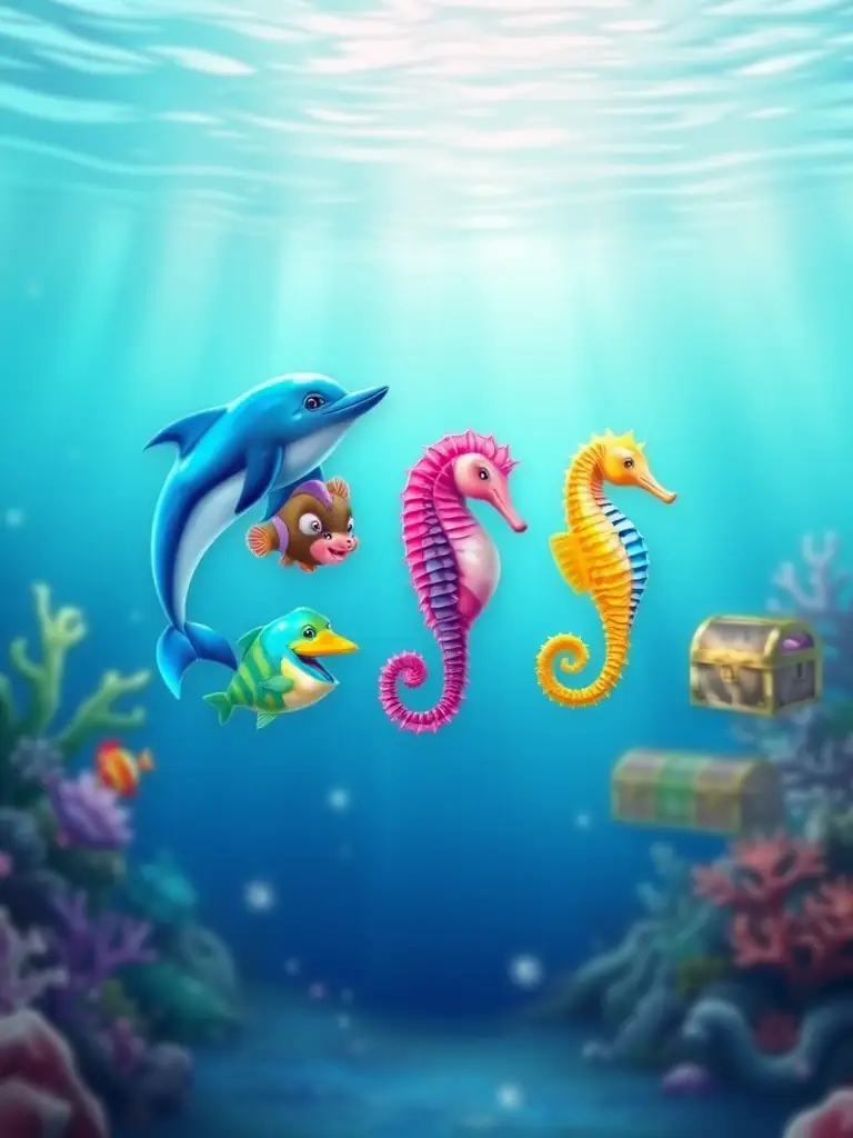 An underwater scene from the Ocean King Jackpot slot game, featuring various sea creatures and bonus symbols.