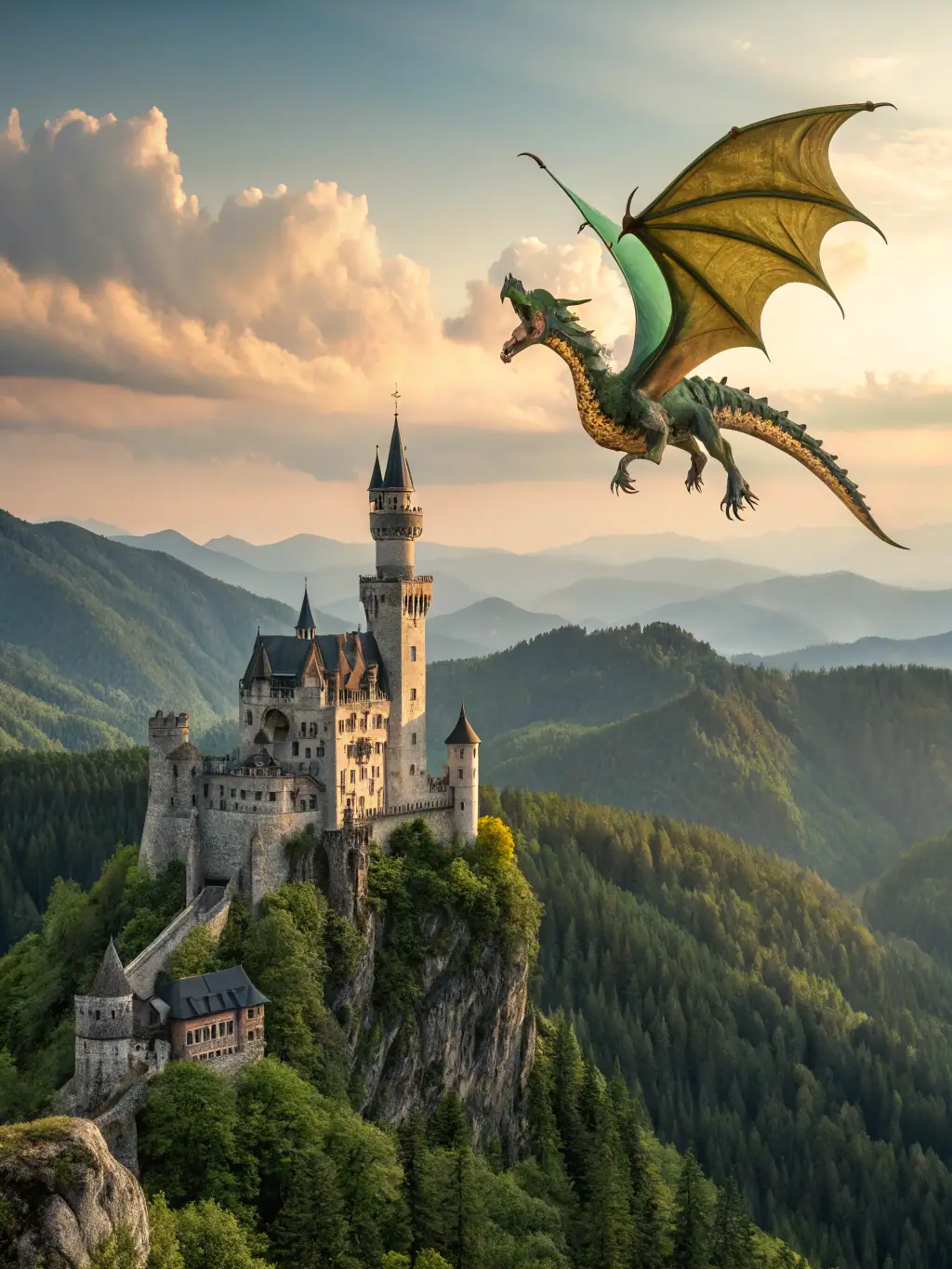 A mystical scene from Dragon Fortune, showcasing a powerful dragon and golden treasures, highlighting the game's fantasy theme and potential for big wins.