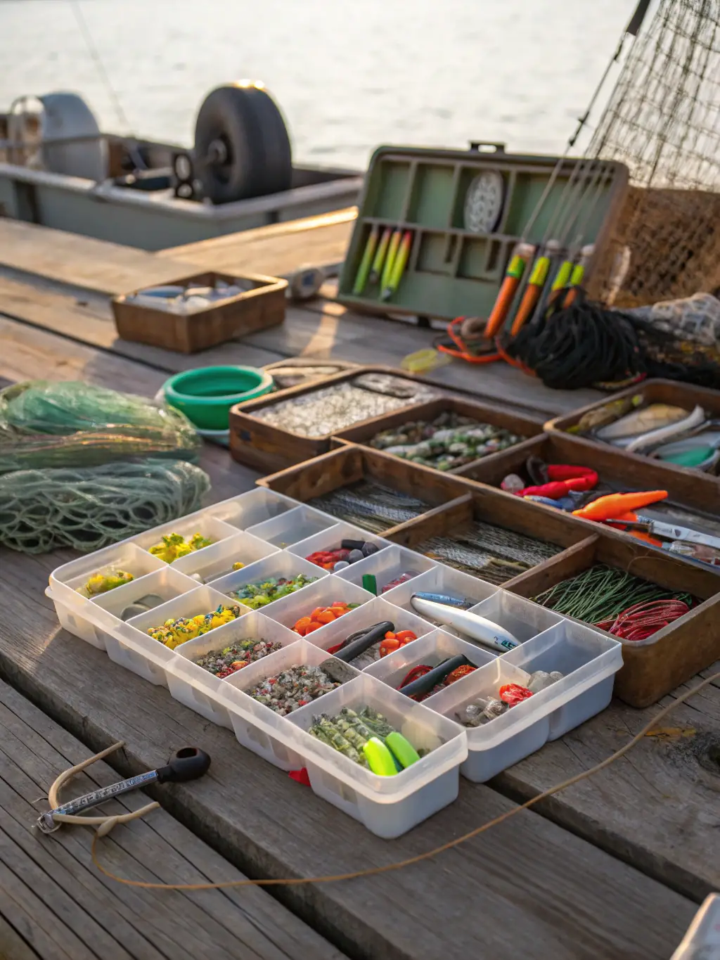 A dynamic image of the Jackpot Fishing slot game, showing fishing rods, nets, and various fish with corresponding jackpot values.